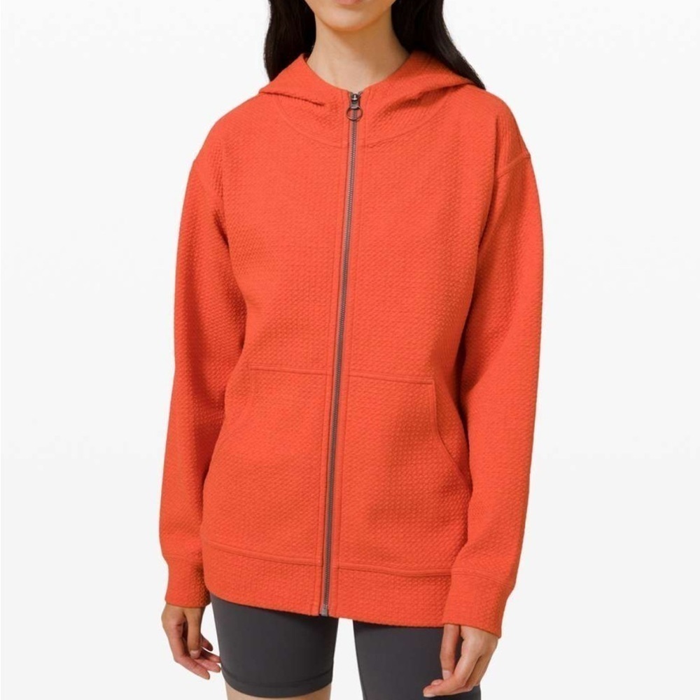 Lululemon All Yours Zip Hoodie Sweatshirt Bubble Dot Heathered Brick Orange Sz 4